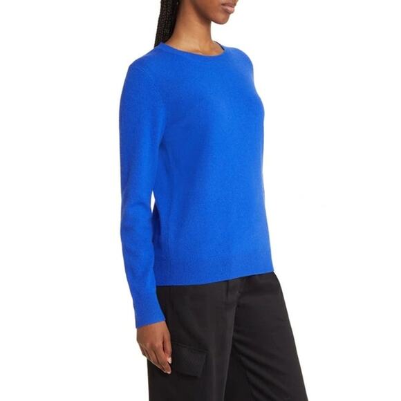 Nordstrom Cashmere Crewneck Sweater Long Sleeve In Blue Surf Size XS NWT - Picture 3 of 12